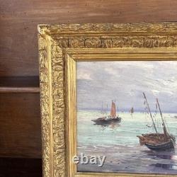 Léo Spanoghe (1874–1955) Oil on panel, seascape, signed, antique frame, 57 cm