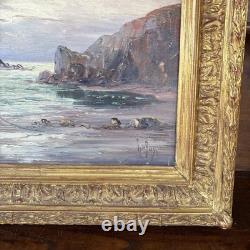 Léo Spanoghe (1874–1955) Oil on panel, seascape, signed, antique frame, 57 cm