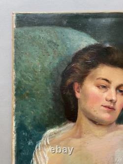 Louis FAILLE (1878-1964), languid woman, oil on canvas, signed antique painting