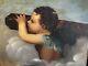Love In Clouds Oil On Canvas Painting Xix Century Old Angel Hst