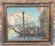 Luigi Moretti Hst Painting Venice Antique Oil On Canvas Gondola Italy