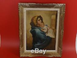 Madonna De Ferruzzi By E. Bianchini. Old Oil On Canvas Signed On The Back