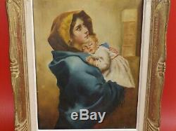 Madonna De Ferruzzi By E. Bianchini. Old Oil On Canvas Signed On The Back