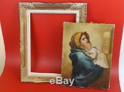 Madonna De Ferruzzi By E. Bianchini. Old Oil On Canvas Signed On The Back