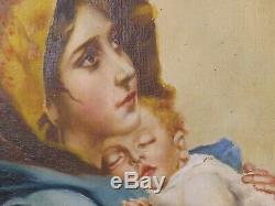 Madonna De Ferruzzi By E. Bianchini. Old Oil On Canvas Signed On The Back