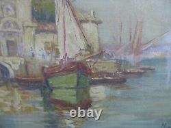 Malfroy Old Table Oil On Canvas Port Boat Mediterranee Martigues