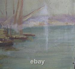 Malfroy Old Table Oil On Canvas Port Boat Mediterranee Martigues