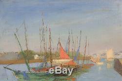 Marine Ancienne Oil On Canvas Signed Post Impressionism Brittany