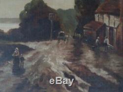 Marine Barbizon Oil On Canvas 1900 Antique Painting Sea Landscape
