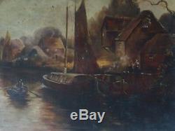 Marine Barbizon Oil On Canvas 1900 Old Landscape Painting