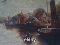 Marine Barbizon Oil On Canvas 1900 Old Landscape Painting