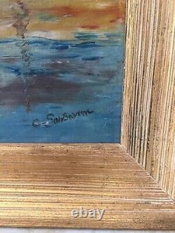 Marine Oil On Canvas Signed C San. Savene, Painting, Antique Painting