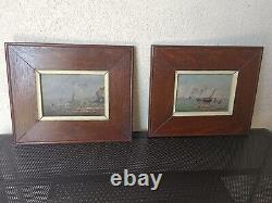 Marine Oil on Panel Pair Old Beautifully Finished Signed