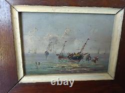 Marine Oil on Panel Pair Old Beautifully Finished Signed