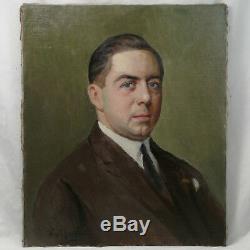 Max Wulfart (1876-1955) Portrait Of A Man Oil On Canvas Painting Old Painting