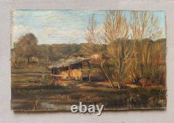 Meadow near Antibes, oil on cardboard, antique painting, 1892