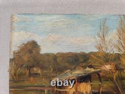 Meadow near Antibes, oil on cardboard, antique painting, 1892