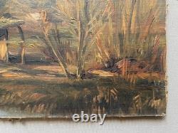 Meadow near Antibes, oil on cardboard, antique painting, 1892