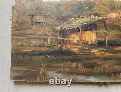 Meadow near Antibes, oil on cardboard, antique painting, 1892
