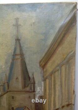 Near Old Painting Elisha Maclet Landscape In Church Great Oil On Canvas