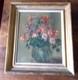 Oil On Canvas Flower Bouquet Old Frame
