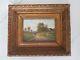 Oil On Panel Ancient Framed Animated Landscape (dlg Or By Galien Laloue)