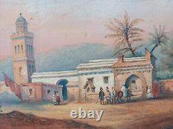 OLD ORIENTALIST OIL PAINTING ON CARDBOARD 33x27cm 19th century painting Mosquee