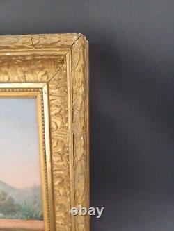 OLD ORIENTALIST OIL PAINTING ON CARDBOARD 33x27cm 19th century painting Mosquee