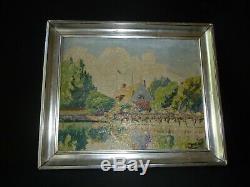 Oil On Board Panel Marne Guingettes Bicherel Old Table Painting