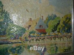 Oil On Board Panel Marne Guingettes Bicherel Old Table Painting