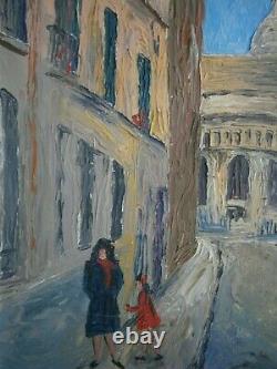 Oil On Canvas Decor Rue Paris Montmartre Sacre Coeur Painting Ancien