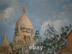 Oil On Canvas Decor Rue Paris Montmartre Sacre Coeur Painting Ancien