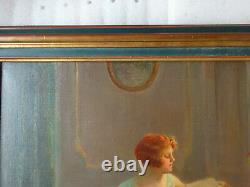 Oil On Canvas Old Canals Rene Balades Woman In An Interior Art Deco