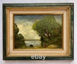 Oil On Canvas Old Lakeside Late 19th School Of Barbizon