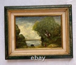 Oil On Canvas Old Lakeside Late 19th School Of Barbizon