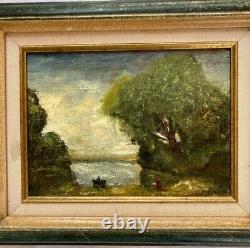 Oil On Canvas Old Lakeside Late 19th School Of Barbizon
