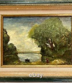 Oil On Canvas Old Lakeside Late 19th School Of Barbizon