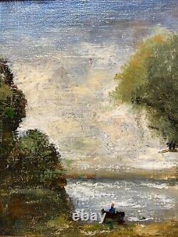 Oil On Canvas Old Lakeside Late 19th School Of Barbizon