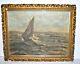 Oil On Canvas Old Marine Sailing And Steamboat 19th Century