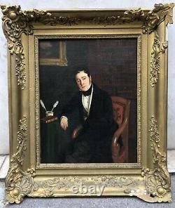 Oil On Canvas Portrait Of Man Dandy Signed Painting Ancient Painting Xixth