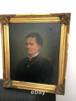 Oil On Canvas Portrait XIX Countesse De Vaujany 1892 Former Table 78x67cm