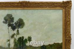 Oil On Canvas, Riverside Landscape, Late 19th Century. Ancient Painting