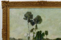 Oil On Canvas, Riverside Landscape, Late 19th Century. Ancient Painting