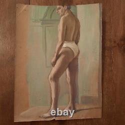 Oil On Cardboard Portrait Nude Painting Ancient