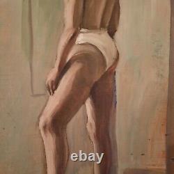 Oil On Cardboard Portrait Nude Painting Ancient
