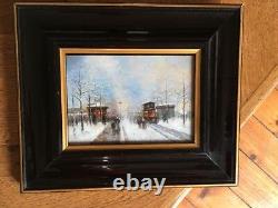 Oil On Panel Ancienne Paris Champs Elysées Arc De Triomphe Impressionism