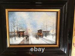 Oil On Panel Ancienne Paris Champs Elysées Arc De Triomphe Impressionism