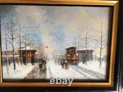Oil On Panel Ancienne Paris Champs Elysées Arc De Triomphe Impressionism