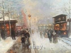 Oil On Panel Ancienne Paris Champs Elysées Arc De Triomphe Impressionism