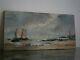Oil On Panel Marine Painting Old Decor Britain Ocean Fishing Port